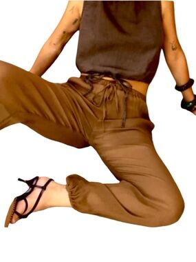 🤙🏾Zara Semi-Sheer Ankle Tie Drawstring Pants, Size Small